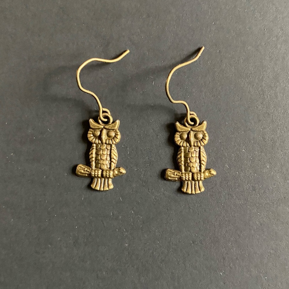 3 for 15. Handmade Antique Bronze Owl Earrings